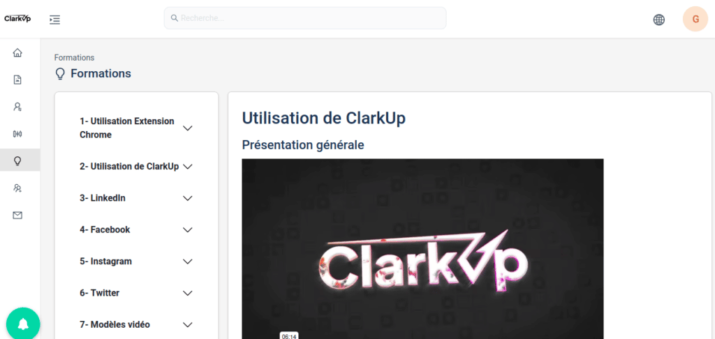 ClarkUp formation simple crm prospection logiciel